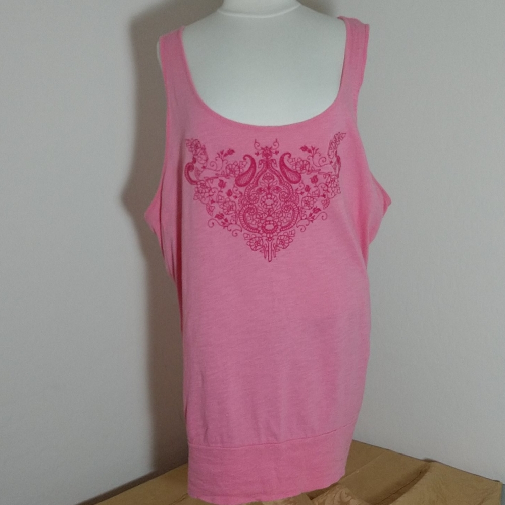 Lane Bryant pink embroidered tank top